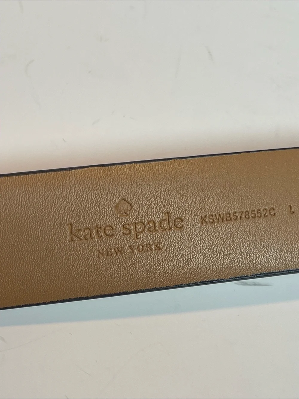 NWT Kate Spade New York Genuine Leather Belt with Lock and Key Charm Sz L Cream